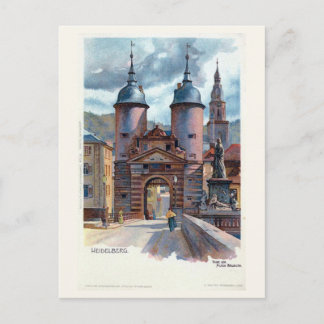 Vintage Litho Heidelberg Old Bridge Gate Postcard