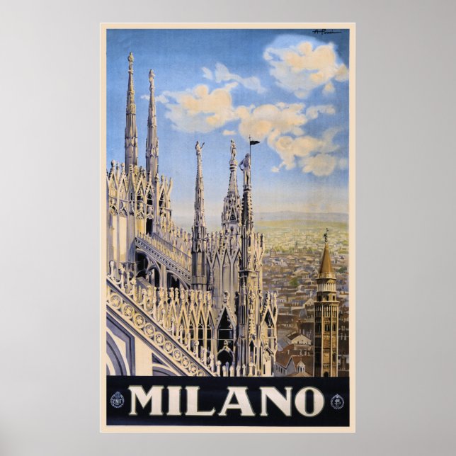 Vintage Litho Travel ad Milan Italy Poster (Front)