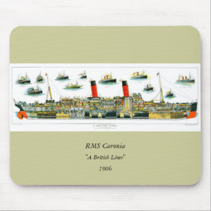 Vintage Lithograph British Ocean Liner RMS Caronia Mouse Mat