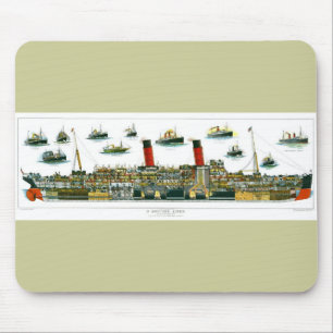 Vintage Lithograph British Ocean Liner RMS Caronia Mouse Mat