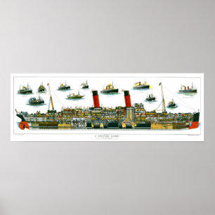 Vintage Lithograph British Ocean Liner RMS Caronia Poster