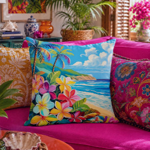 Vintage lithograph tropical art cushion