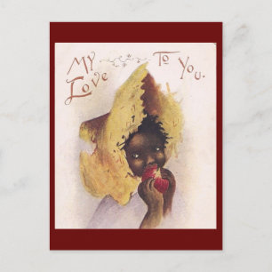 Vintage Little African American Girl Valentine Postcard