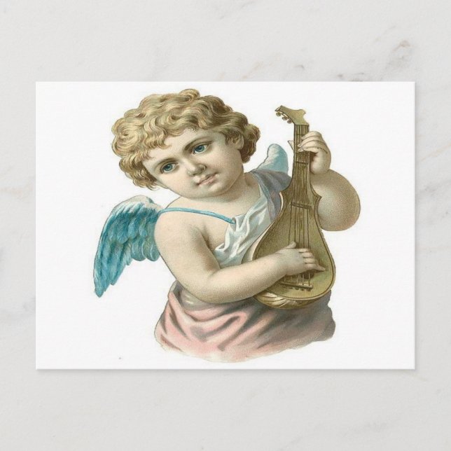 Vintage, Little Angel Playing Guitar Postcard (Front)