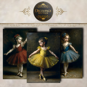 Vintage Little Ballerinas Collection Decoupage Wrapping Paper Sheet