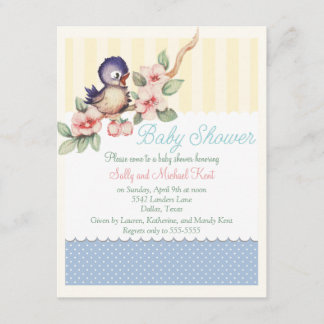 Vintage Little Bird Baby Shower Invitation