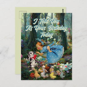 Vintage Little Birthday Dog Girl Retro Postcard