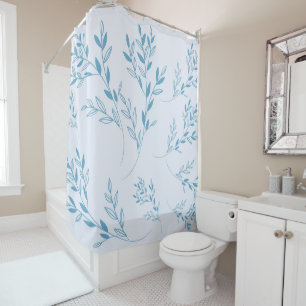 Vintage Little Blue Leaves Botanical Shower Curtain