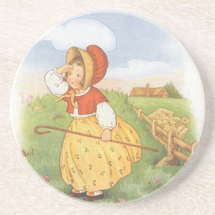 Vintage Little Bo Peep Mother Goose Nursery Rhyme Coaster