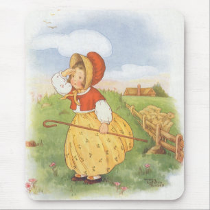 Vintage Little Bo Peep Mother Goose Nursery Rhyme Mouse Mat