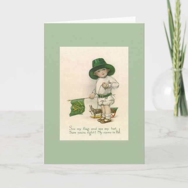 Vintage Little Boy Pat St. Patrick's Day Card (Front)