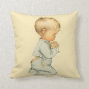 Vintage Little Boy praying the Rosary Cushion