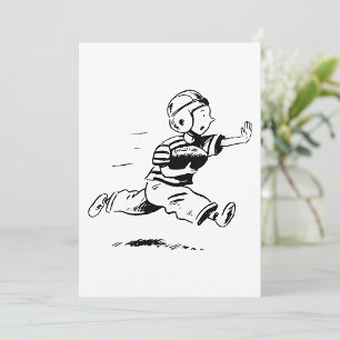 Vintage Little Boy Running Back American Football Invitation