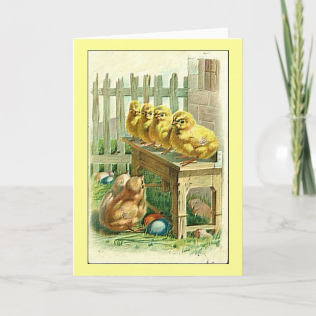 Vintage Little Chicks Easter Greeting Holiday Card (Front)