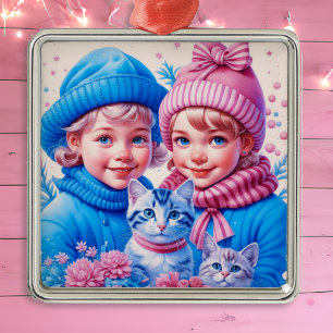 Vintage Little Children Christmas Personalised Metal Tree Decoration