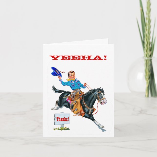 VIntage little Cowboy Thank You Card (Front)