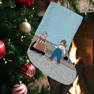 Vintage Little Dutch Girl Boy Traditional Dress Small Christmas Stocking