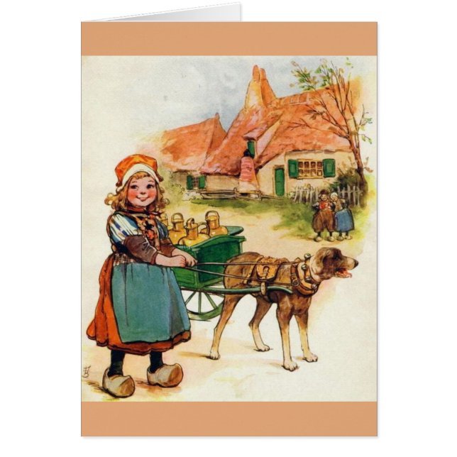 Vintage - Little Dutch Girl & Dog Cart, (Front)