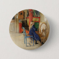 Vintage Little Girl at Spinning Wheel
