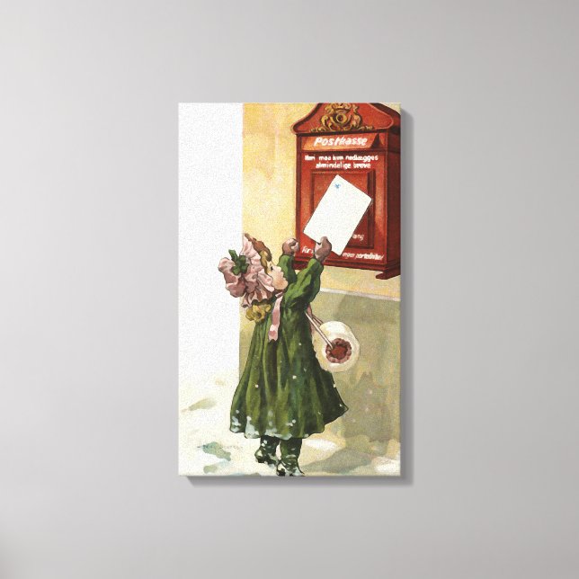 Vintage Little Girl at the mailbox Canvas Print (Front)