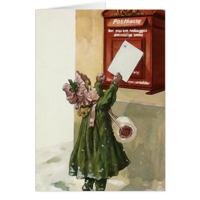 Vintage Little Girl at the mailbox - New Year (Front)