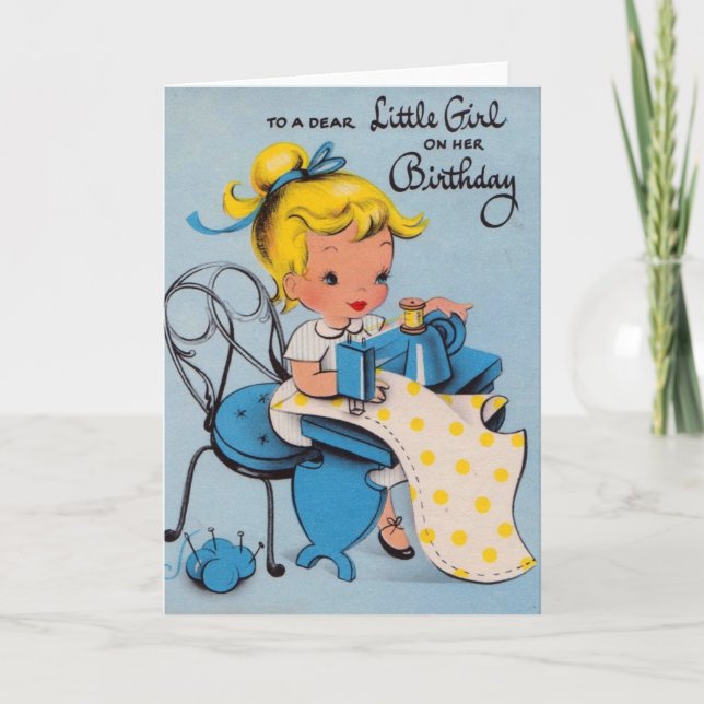 Vintage Little Girl Birthday Card (Front)