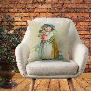 Vintage Little Girl Chubby Cheeks Hat Dolls Cushion