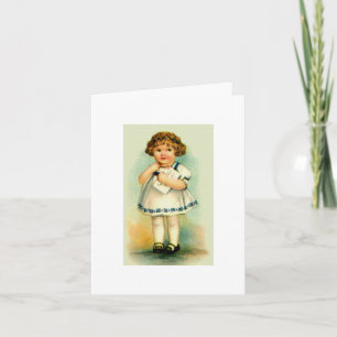 Vintage Little Girl - Curly Hair - Cute Note Card