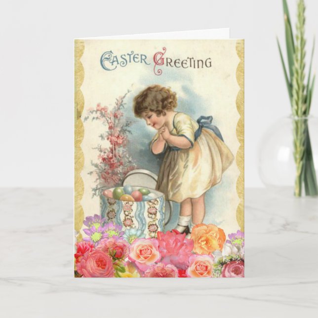  Vintage Little Girl Easter Holiday Card (Front)