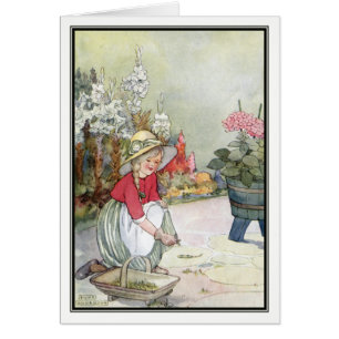 Vintage Little Girl Gardening by Anne Anderson
