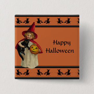 Vintage Little Girl Halloween Button