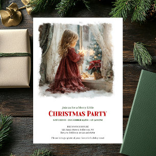 Vintage little girl holding shining star editable invitation
