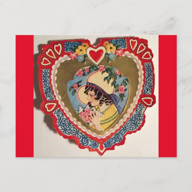 Vintage Little Girl in Heart Valentine Postcard (Front)