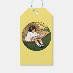 Vintage Little Girl Reading in a Hammock Gift Tags