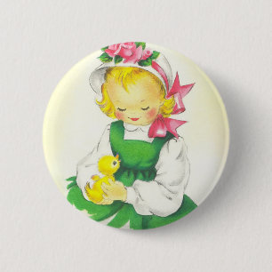 Vintage Little Girl Retro Cute 6 Cm Round Badge