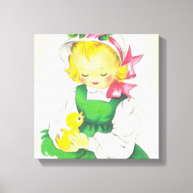 Vintage Little Girl Retro Cute Canvas Print (Front)
