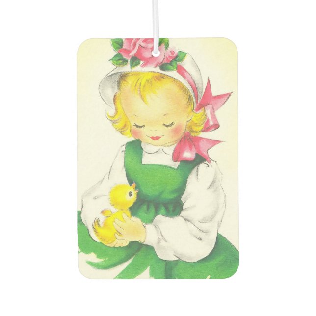 Vintage Little Girl Retro Cute Car Air Freshener (Front)