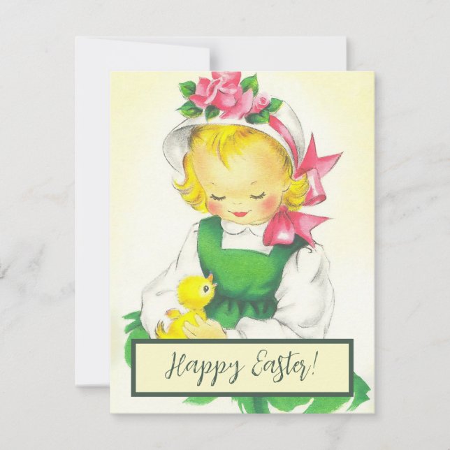 Vintage Little Girl Retro Cute Holiday Card (Front)
