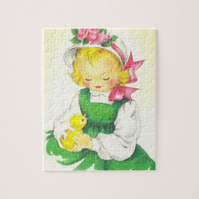 Vintage Little Girl Retro Cute Jigsaw Puzzle (Vertical)