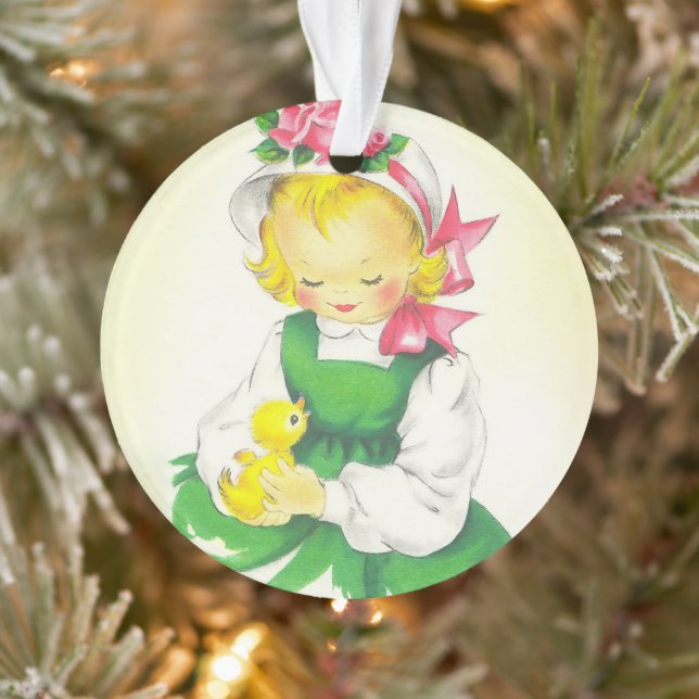 Vintage Little Girl Retro Cute Ornament (Tree)