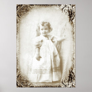 Vintage Little Girl Sepia Poster