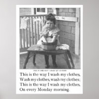 Vintage Little Girl Washing Clothes Laundry Room