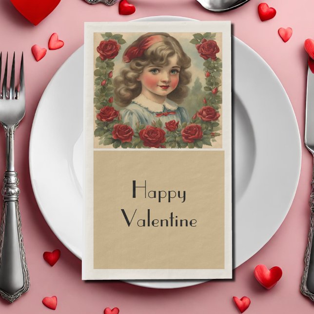 Vintage  little girl  with roses napkin (Creator Uploaded)