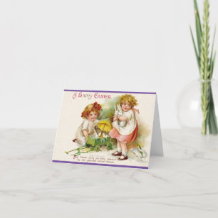 Vintage Little Girls Easter Holiday Card