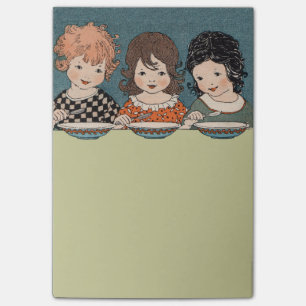 Vintage Little Girls Eating Soup Three Sisters Post-it Notes