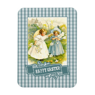Vintage Little Girls with Chicks Easter Gift  Magnet
