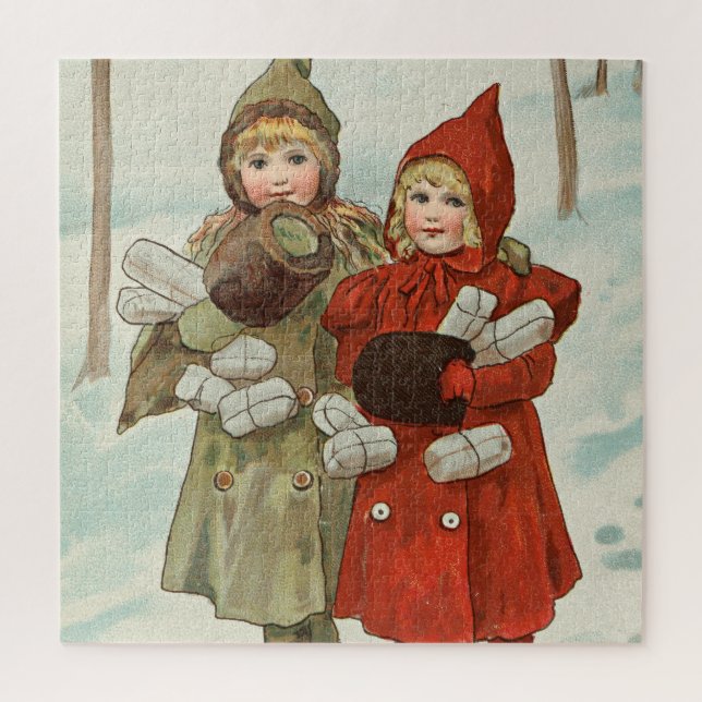 Vintage Little Girls with parcels Jigsaw Puzzle (Vertical)