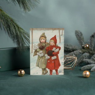 Vintage Little Girls with parcels Postcard