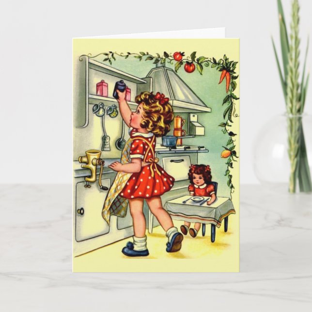 Vintage Little Homemaker Note Card (Front)