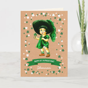 Vintage Little Irish Girl St. Patrick's Day  Card